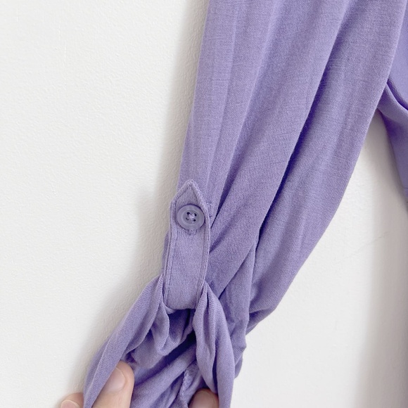 Purple Shirt Size Small Woman Rayon Polyester Roll Tab Sleeve - Picture 3 of 4